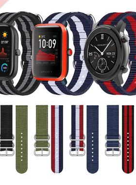 22 20mm Ring Buckle Fabric Band for Huami Amazfit Smart Wat