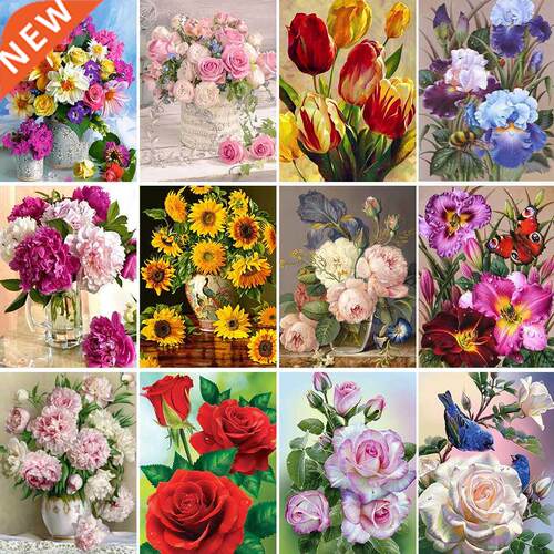 Sale 5D  Diamond Painting Flowers Rose Cross Stitch Kit F