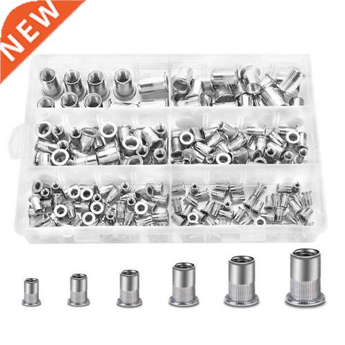 200Pcs Stainless Steel Rivet Nuts Flat Head Threaded Insert
