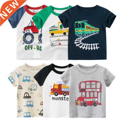 2-10Years Cartoon Car Print Boys Girls T Shirt Summer Childr