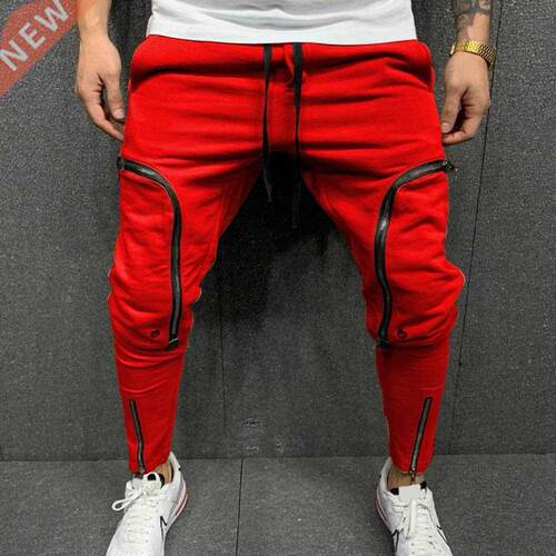 Cargo Pants Men Fashion Solid Color Drawstring Casual Multi