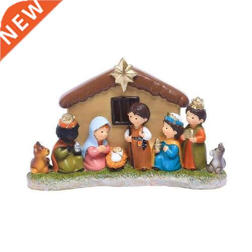K1MF Kerajinan Resin Dekorasi Liburan Natal Lampu LED Rumah