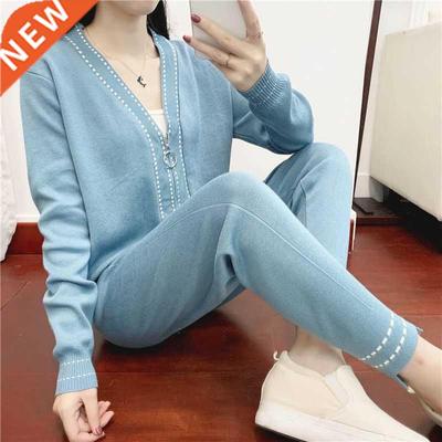 Spring/Autumn 2 Piece Outfits for Women Pants and Top Fashio