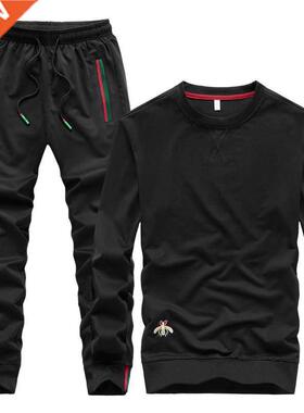 2020 Autumn Embroidered Fashion Pant O-neck Long Sleeved Cas