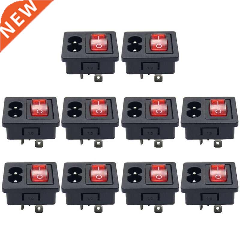 10pcs IEC320 C8 Power Cord Inlet Socket receptacle ON-OFF Re