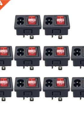 10pcs IEC320 C8 Power Cord Inlet Socket receptacle ON-OFF Re