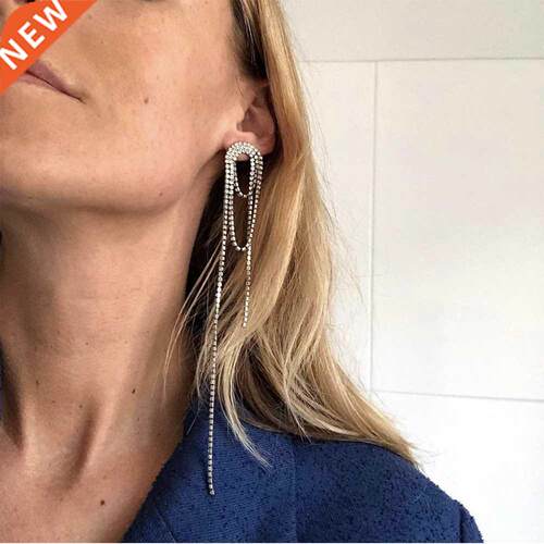 Wholesale JUJIA Long Tassel Drop Earrings for Women Crystal