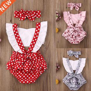 Pudcoco Newborn Baby Girl Clothes Polka Dot Print Flower Fly