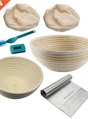 6Pcs Banneton Proofing Baskets With Bread Lame Dough Scraper