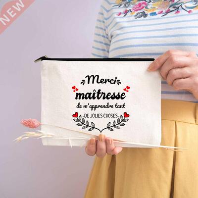 Teacher Superpower French Letter Print Women Cosmetic Bag Ca