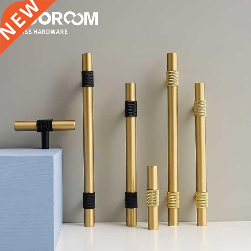 Brass Furniture Handles Modern Knurling Black Gold Pulls Wa