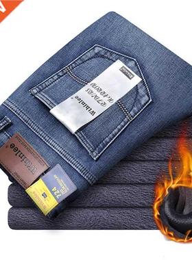 2021 Autumn Winter New Men	S Plus Fleece Warm Jeans B