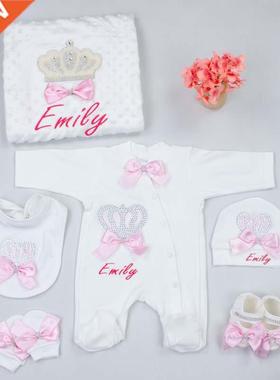 Personalized Suit Girl Baby Rompers Newborn Blanket Name Emb