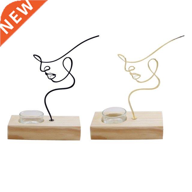 Candlestick Stand Abstract Figurines Metal Candleholder for