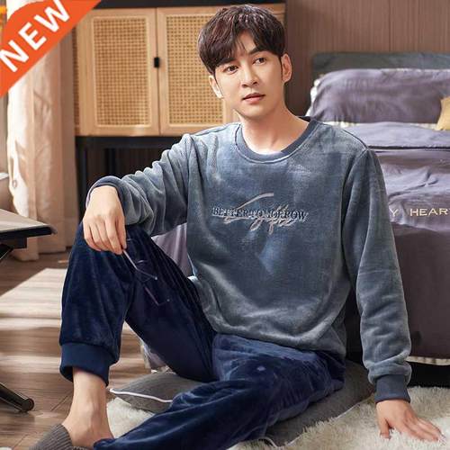 Men's Pajamas Thick Warm Flannel Autumn Winter Pyjam