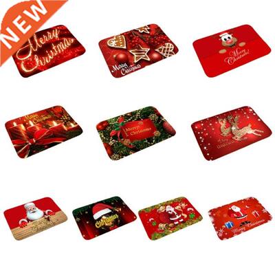 Merry Christmas Door Mat Santa Claus Reindeer Pattern Bathro
