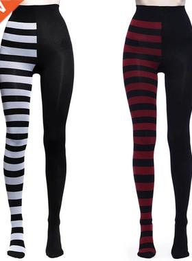 Strped Yoga Leggng Women Prnt Goth Style Long Tghts Casu