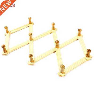2 PCS Wooden Hook Hanger Wall-mounted Retractable Wall