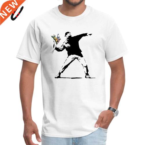 Swag Banksy Flower Thrower T Shirts 100% Cotton Fabric Men T