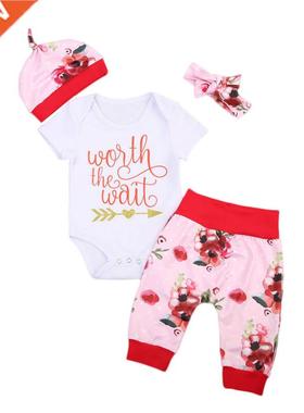 Newborn Baby Girls Infant Clothes Set Kids Cotton Letter Bod