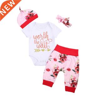 Newborn Baby Girls Infant Clothes Set Kids Cotton Letter Bod