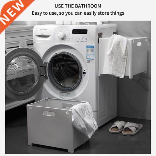 Foldable Plastic Laundry Storage Basket with Handle Dirty Cl