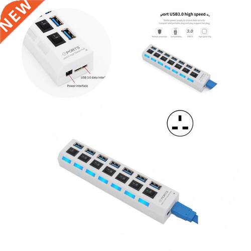 Compact Useful 7 USB Ports Hub Expansion Lightweight USB Sp