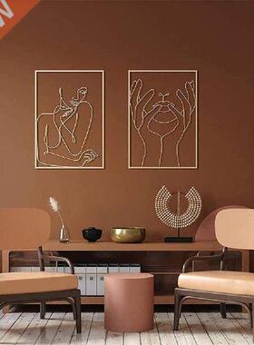 Modern New Metal Female Line Art Ornament Gold Female Wall
