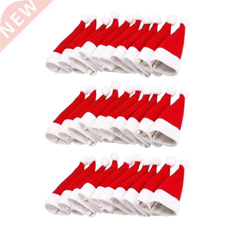 30 Pcs Christmas Santa Hats Silverware Holders Xmas Tablewar