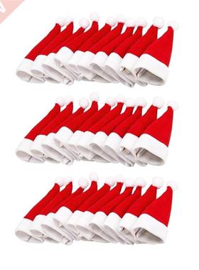30 Pcs Christmas Santa Hats Silverware Holders Xmas Tablewar