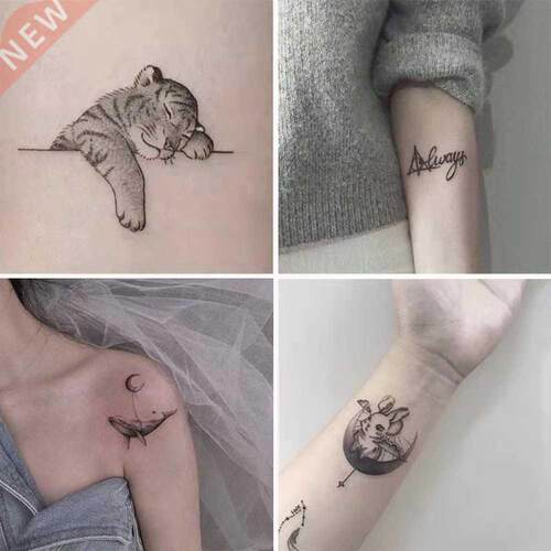 Tattoo Stickers Tiger Moon Whale Male and Female Couples Stu
