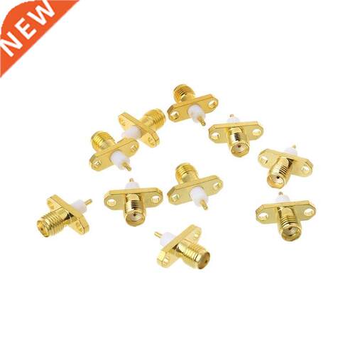 10pcs SMA Female 2-hole Flange PTFE Solder Panel Mount Adapt