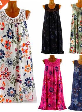 2021 Women Summer Dress Boho Style Floral Print Beach Dress