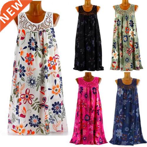 2021 Women Summer Dress Boho Style Floral Print Beach Dress