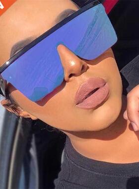 2022 Oversized Sunglasses Women Big Frame Square Flat Top Ri