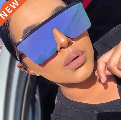 2022 Oversized Sunglasses Women Big Frame Square Flat Top Ri