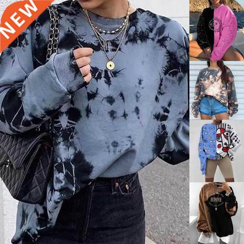 Shirt For Women Tid Dye Long Sleeve Shirts Autumn Winter Hoo