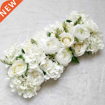 Artificial Peony Rose Hydrangea Row Wedding Background Fake