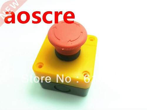 Red Sign Emergency Stop Mushroom Push Button Switch NO+NC AC