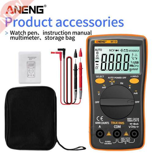 M10 Digital Multimeter Transistor Tester og 6000 counts Mult