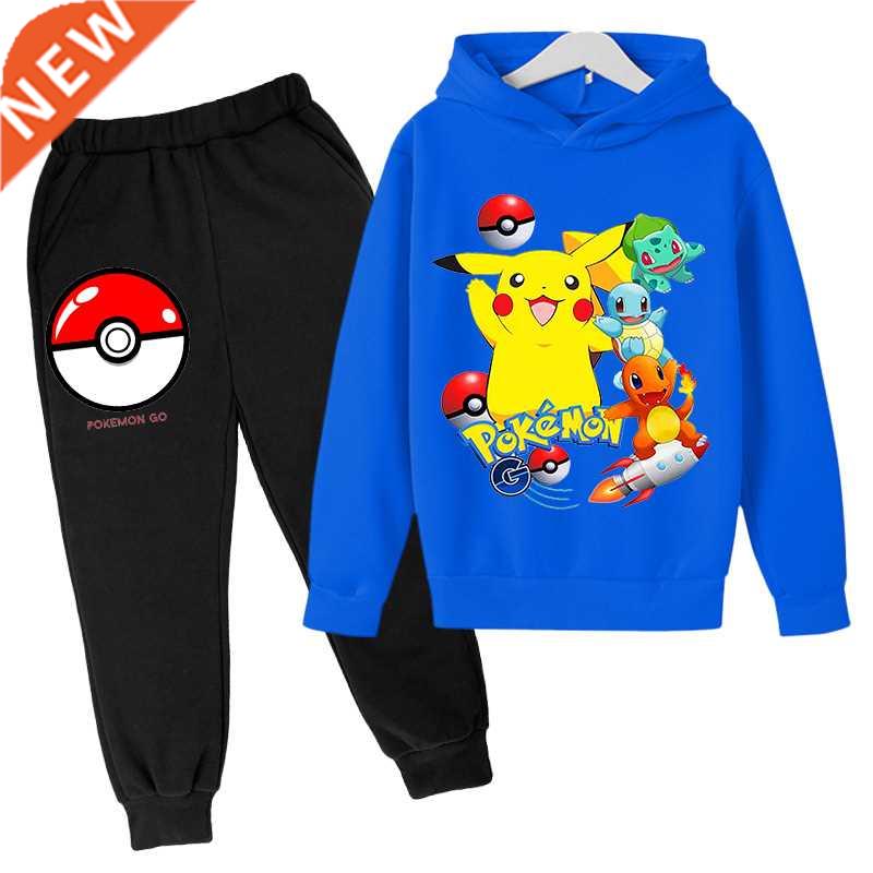 Pikachu Kids Sweatshirt Pants Suit Coat Casual Boys Girls Lo