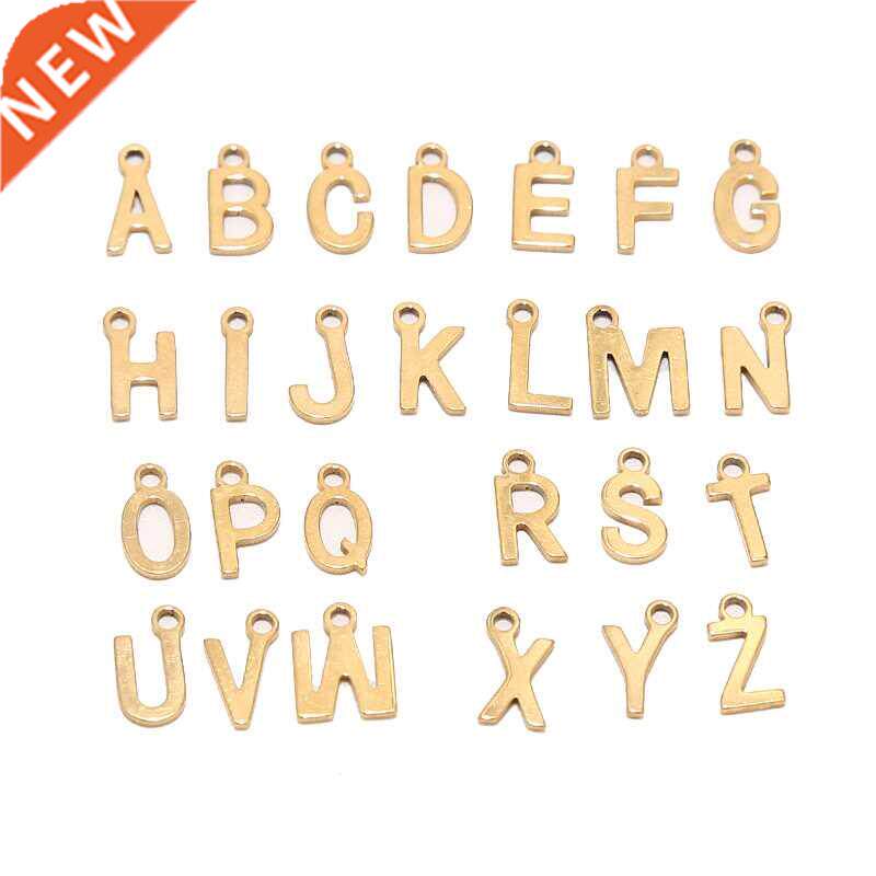 100pcs Mxed Stanless Steel Gold Tny Letter Charm ntal