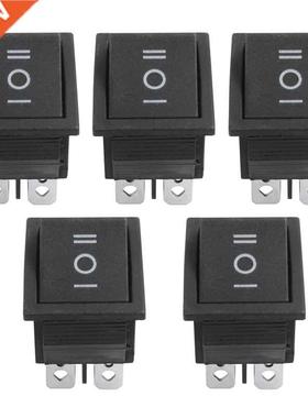 5 Pcs 6 Pin DPDT Black Button On/Off/On Rocker Switch AC 250