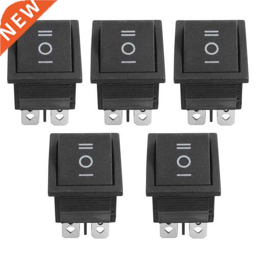 5 Pcs 6 Pin DPDT Black Button On/Off/On Rocker Switch AC 250