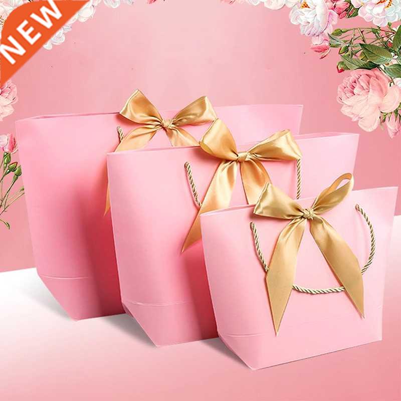10pcs Large Size Gift Box Packaging Gold Handle Paper Gift B