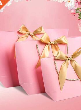 10pcs Large Size Gift Box Packaging Gold Handle Paper Gift B