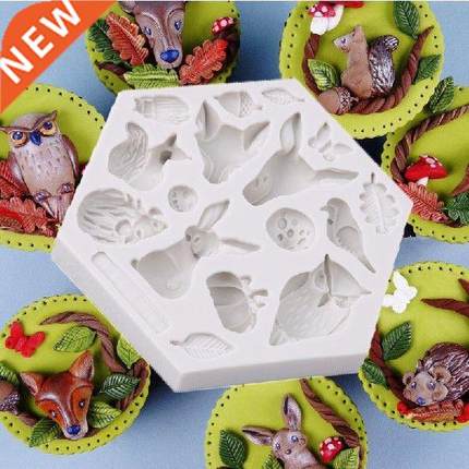 1PC 3D Forest Animal Mould Silicone Molds Woodland Cake