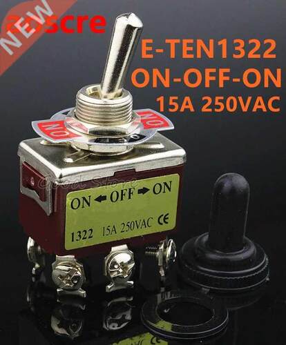 brown E-TEN122 AC 250V 15A DPDT ON/OFF/ON 6 Terminal Togg