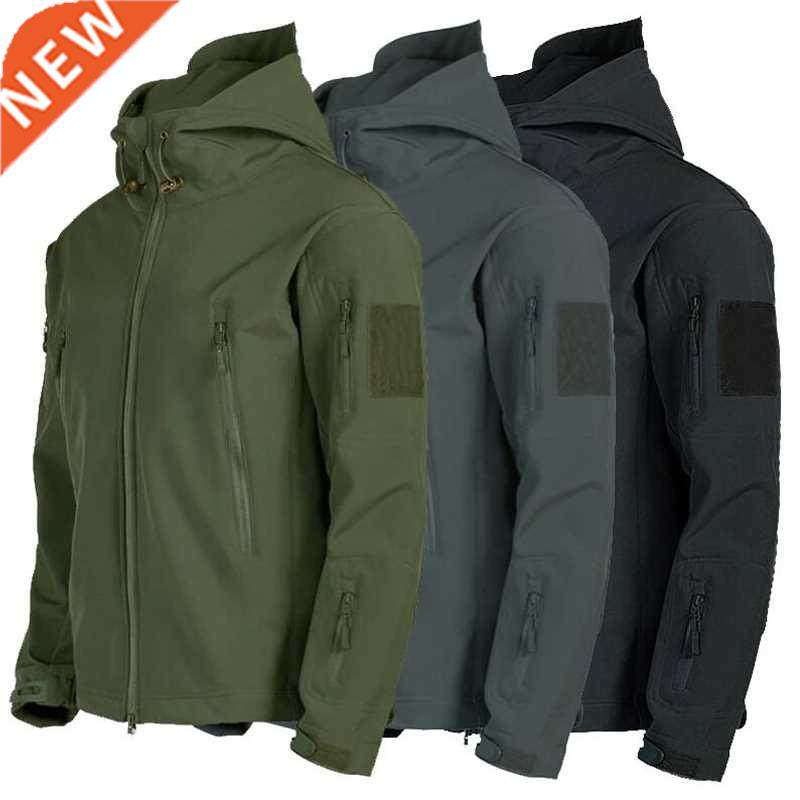 Softshell Tactical Jackets Men Windproof Waterproof Hooded F