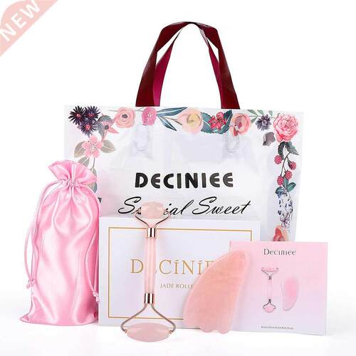 Deciniee Rose Quartz Jade Roller Gua Sha Set Slimming Face